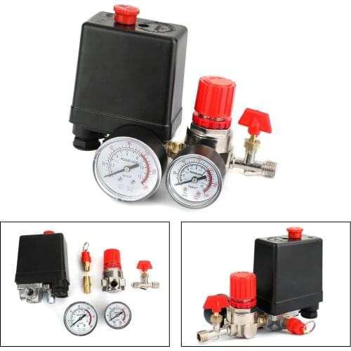 Artudatech Plastic Air Compressor Valve 90-120PSI Manifold Gauges Regulator Pressure Control Switch 240V 20A Parts