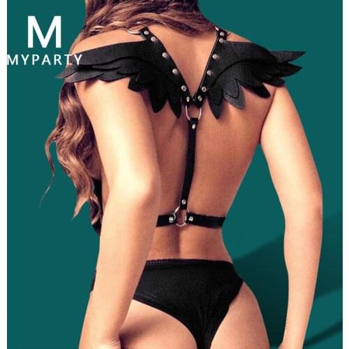 Leather Wings Harness For Women Bdsm Goth Sexy Chest Straps Punk Erotic Body Cage Belt Sex Bondage Lingerie Female Party Belt