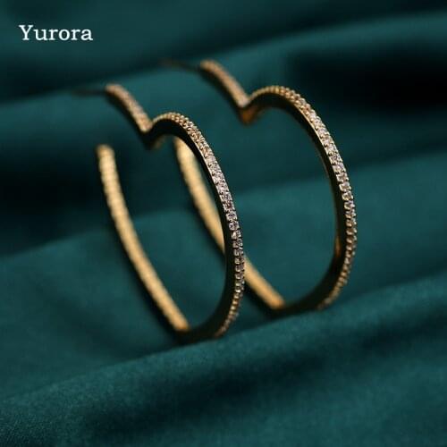 Simplicity Design Heart Hoop Earrings Personality Pave Cubic Zircon platinum/Gold color Earring Wedding Engagement Jewelry Gift