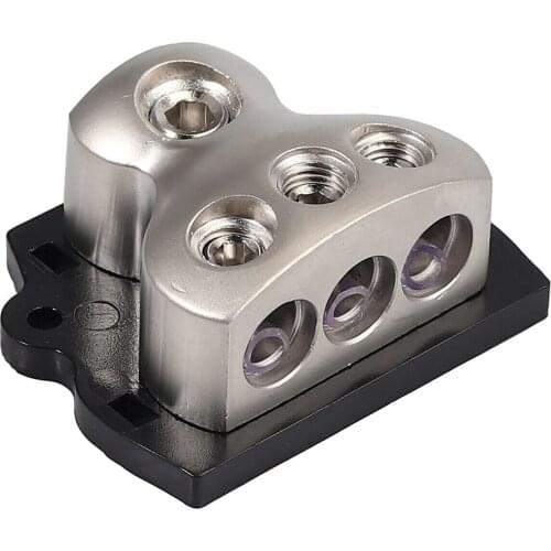 1 In 3 Out Car Power Distributor Block 3 Way 4 AWG Deep Wire Recesses Distribution Block