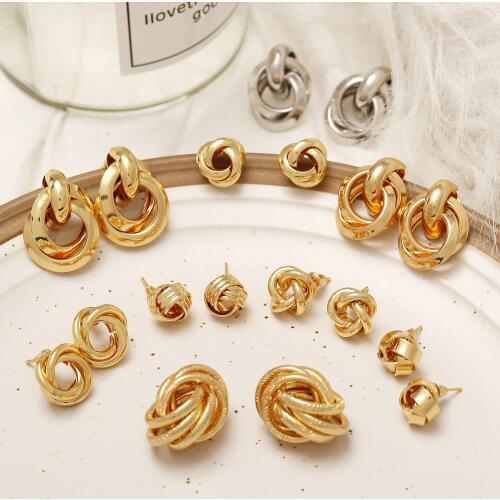 ZHOUYANG Stud Earring For Women 9 Style Simple Geometric Circular Punk Rock Fashion Jewelry Women Earrings KAE122