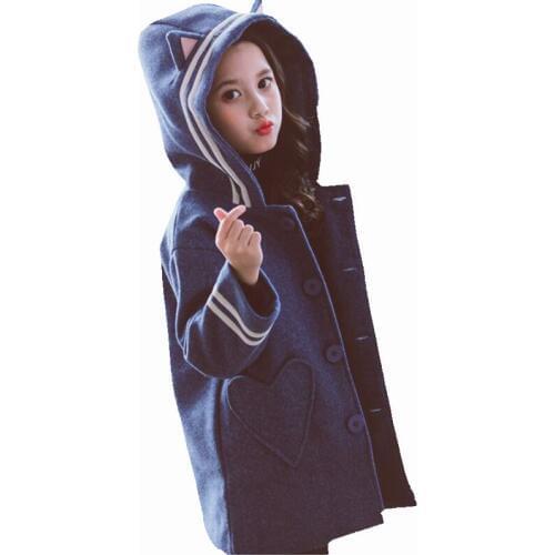 Winter Jackets Girls Hooded Wool Baby Toddler Kids Outerwear Fashion Wool Coat Girls Clothing