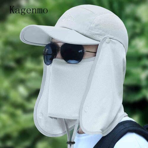 Kagenmo Hat Male Outdoor Sunbonnet Summer Sports Sunscreen Hiking Fishing Cap Female Sun Hat Folding
