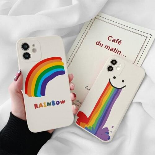 Graffiti Rainbow Silicone Case for IPhone 11 12 Pro MAX SE 2020 XR X XS 6 6s 7 8 Plus Shockproof Protective Back Cover Funda
