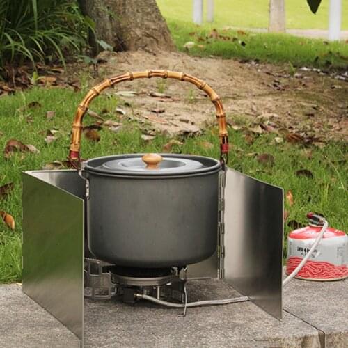 3 Plates Outdoor Furnace Windscreen Foldable Gas Stove Wind Shield Screen Mini Folding Outdoor Camping Cooking Pot Windshield