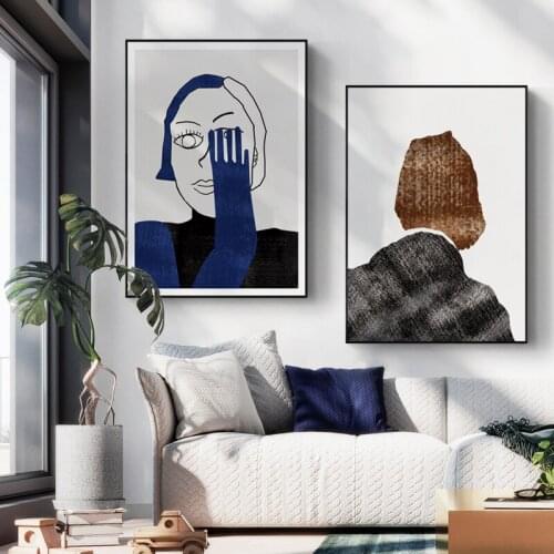 Modern Abstract Art Picture Home Decor Nordic Canvas Painting Wall Art Figure Line Drawing Posters and Prints for Living Room