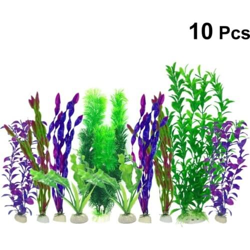 Aquatic Plant 10 PACK Artificial Fake Plastic Aquarium Plants Fish Tank Decoration Decor Ornament
