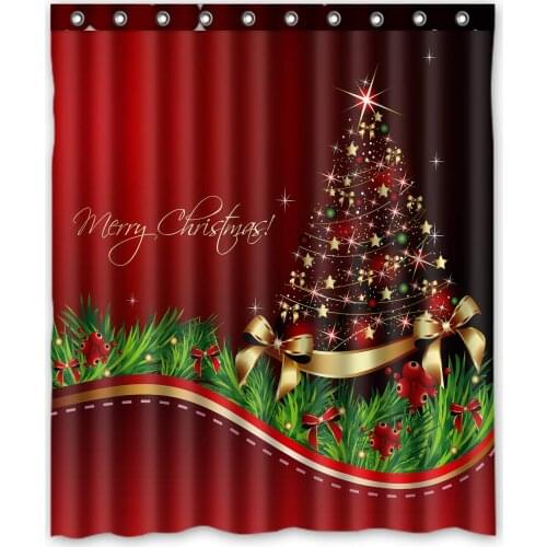 Merry Christmas Christmas Tree Xmas Waterproof Bathroom Shower Curtain