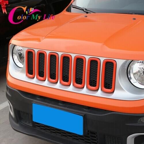 Color My Life 7Pcs/Set Front Grille Protection Cover for Jeep Renegade 2015 - 2018 Protector Grill Circle Trim Accessories