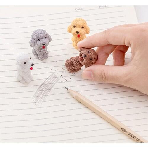 1Pcs Useful Cute Dog Rubber Eraser School Office Stationery Supplies Pencil Correction Tools Drawing Accessories Random Color