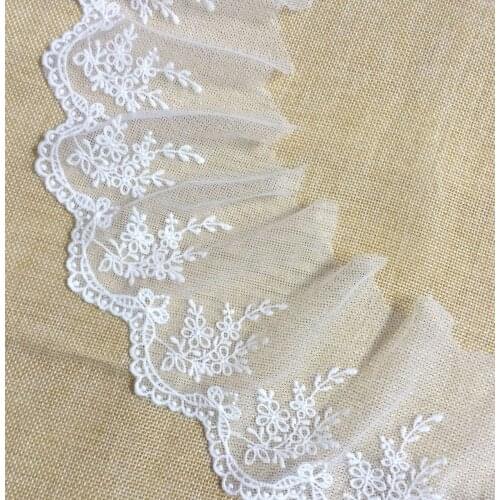 10yard/lot Wide 10CM embroidered flower veil lace hair hat edge wedding diy material X225