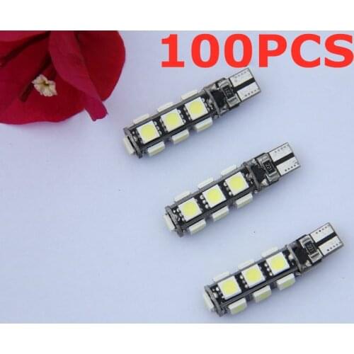100pcs T10 W5W LED Bulb 13SMD LED WhiteM canbus T10 194 168 Super Bright wedge Lights bulbs Lamps 12V 5050 SMD