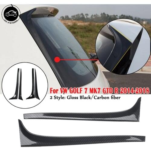Gloss Black Carbon Fibe Rear Window Side Spoiler Wing For GOLF 7 MK7 GTD R 2014-2018 Car-styling Auto Rear Window Mirror Tail