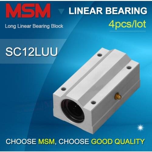 4pcs SC12LUU/SC12WUU/SMA12LUU Aluminium Block Linear Bearing Long Type 12mm Shaft Guide Sliding Bushing CNC Parts 3d Printer Kit