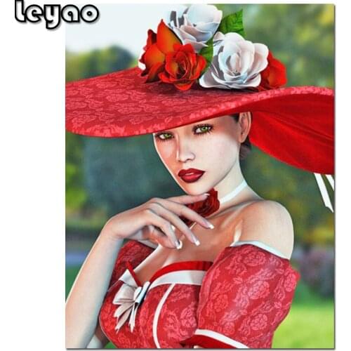 5D DIY Diamond Painting Full Square/Round New Arrival Hat Elegant Woman Diamond Embroidery Sale Flower Mosaic Sale Wall Art