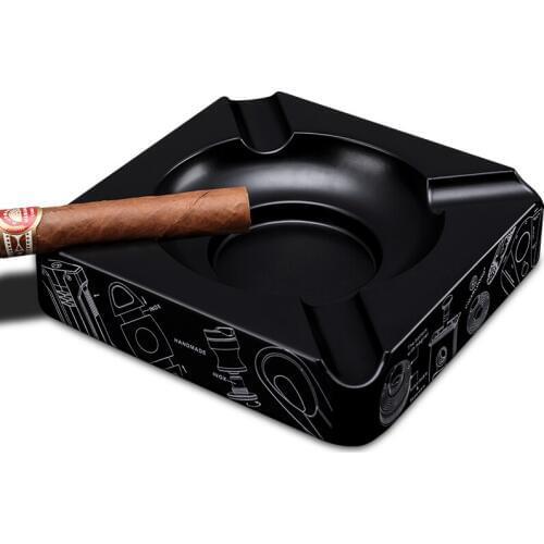 Free ship for christmas gift Scratch-resistant alloy metal Square Cigar Ashtray Holder 4 Rest with Gift Box AH-1070