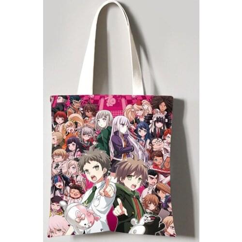 Danganronpa V3 shopping bag All color printed canvas cotton shopper jute bag Kokichi Oma bag Shoulder Bag