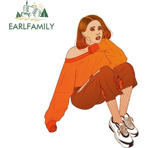 EARLFAMILY 13cm x 9.4cm For Tiger Girl Cartoon Car Stickers Interesting Decal Fashion DIY Car Accessories Refrigerator Decor