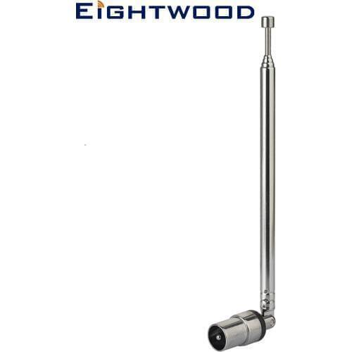 Eightwood Television DAB DAB+ FM AM DVB-T DVB-T2 TV Tuner Antenna 6 Section Telescopic Aerial PAL Plug Male Connector Antenna