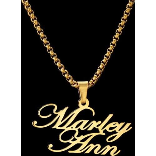 Custom Couple Nameplate Necklace Stainless Steel Cut Name Necklace Personalized Letter Gold Choker Necklace For Girlfriend Gifts