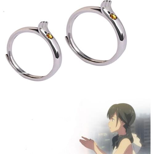 Anime Tenki No Ko Ring SWeathering With You Cosplay Yoshitaka Hina Adjustable Rings For Men Women Cuople Wedding Jewelry Gift