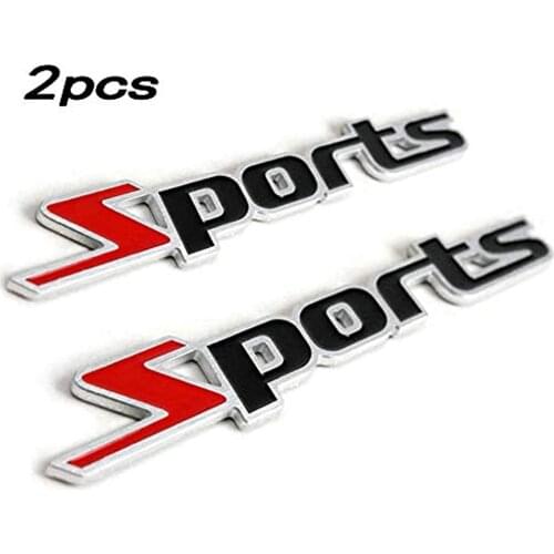 2pcs Metal SPORT Premium Car Side Fender Rear Trunk Emblem Badge Decals for JEEP BMW Dodge Mercedes Benz Chrysler Toyota Honda N