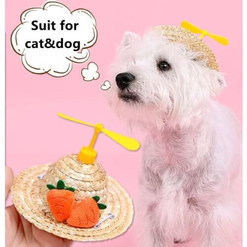 Fashion Pet Woven Straw Hat Sun Sombrero with Four Types for Dogs and Cats Beach Party Straw Puppy Kitty Dogs/Cats Supplies