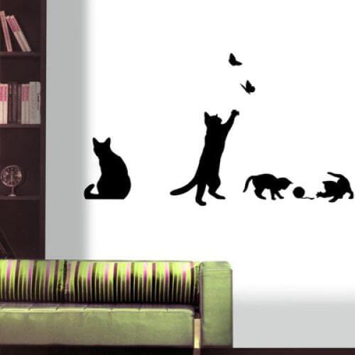Playing Cat Home Decal Vinyl Wall Sticker Animal Kids Rooms Wall Decor Home Decoration Mural Wallpaper