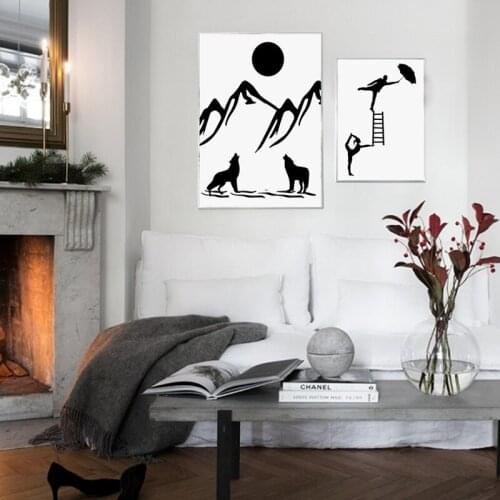 Printed Pictures Home Wall Art Elephant cloud sun ladder butterfly Nordic Style cartoon Poster Painting Canvas Living Room Decor