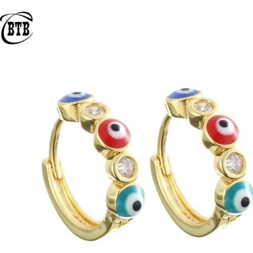 New Design Round Lucky Devil Eyes Fashion Crystal Ladies Charm Earrings High-end Jewelry Wedding Party Holiday Gifts Wholesale
