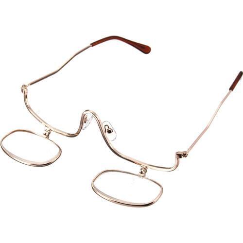 Women Adjustable Flip Down 3x Magnifying Dual 2 Lens Makeup Glasses Cosmetics Glasses Makeup Magnifying Glasses Diopter +1-4 A1