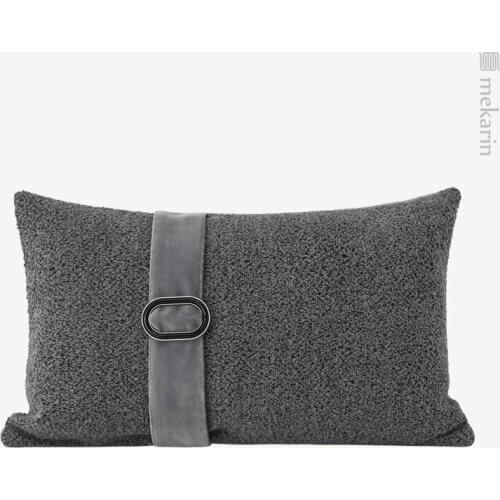 Original home decoration sofa waist pillow light luxury gray ring buckle metal decorative pillow bed head pillow sofa pillow