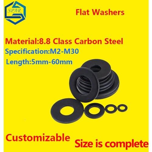 Flat Washers Plain Washer Flat Washers Ring Plain Washer Gaskets Carbon Steel Washers Gaskets Black Customizable GB