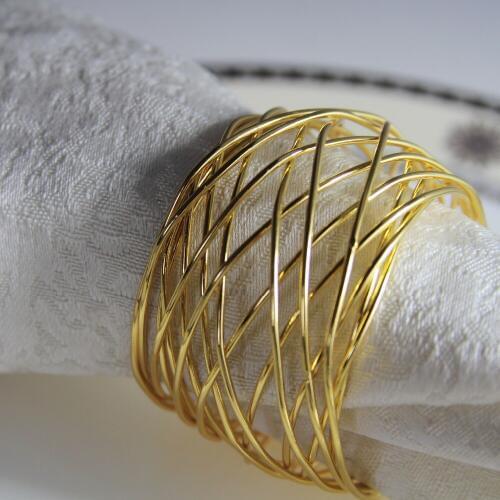 Qn19012101 free shipping gold silver wires napkin ring wedding holiday decoration , cheap napkin holder 12 pcs