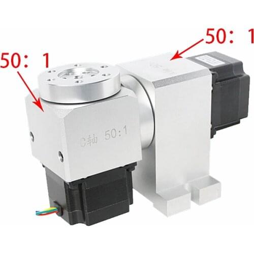 CNC 4th 5th A B Rotary axis Harmonic drive reducer dividing head stepper motor Nema 23 Speed ratio 50:1 for milling machine