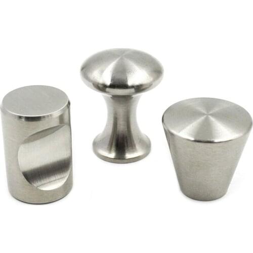 Solid stainless steel simple drawer knob furniture hardware wardrobe shoe door single hole handle round cone pull