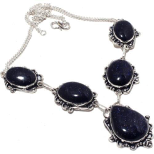 Sun Stone Necklace Silver Overlay over Copper, 49 cm, N4196