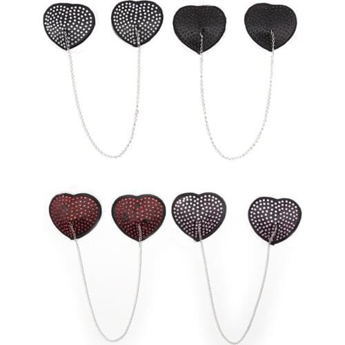 Sexy Heart Shape Chain Rhinestone Nipple Cover Women Reusable Breast Wear Silicone Nipple Pasties Stickers Bra Pads