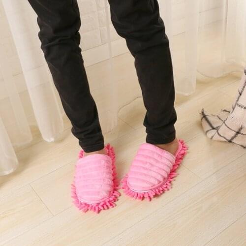 Unisex Washable Striped Coral Fleece Home Lazy Mop Slippers Foot Shoes Dusting Floor Washable Polishing Quick Cleaning House Use