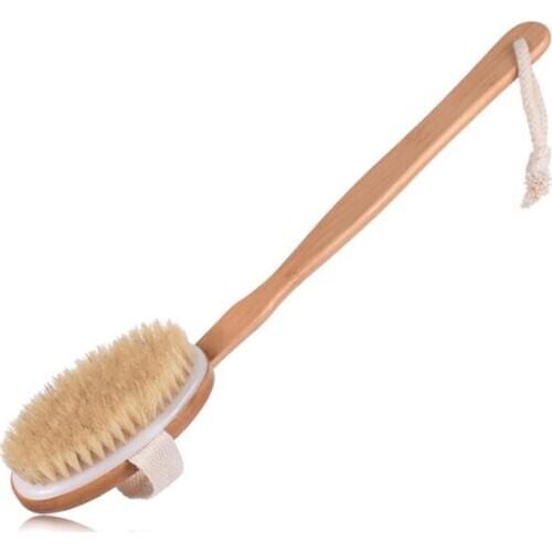 High Quality Boar Bristles Body Brush with Long Detachable Non-slip Handle Bath Shower Brush Blood LX1470