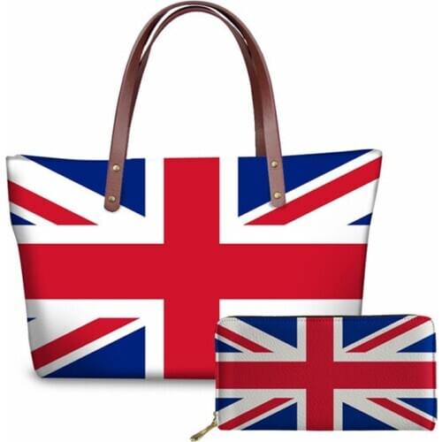 INJERSDESIGNS Luxury Handbags&Purse Set Tote Bags For Women 2020 British Flag Pattern Lady Shoulder Bag Fashion Females Handbag