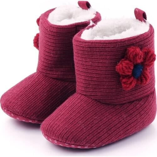 Winter Warm Baby Boots Knitting Thicken Newborn Baby Girl Shoes Infant Shoes For baby Girls Baby First Walker F107