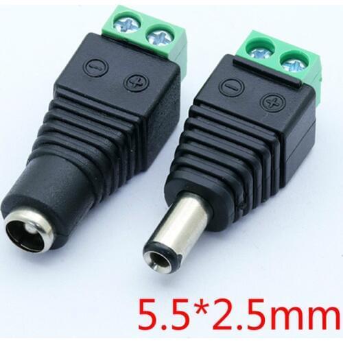 10Pcs 12V 2.5 x 5.5mm 5.5*2.5mm DC Power Male Plug Jack Adapter Connector Plug for CCTV single color LED Light