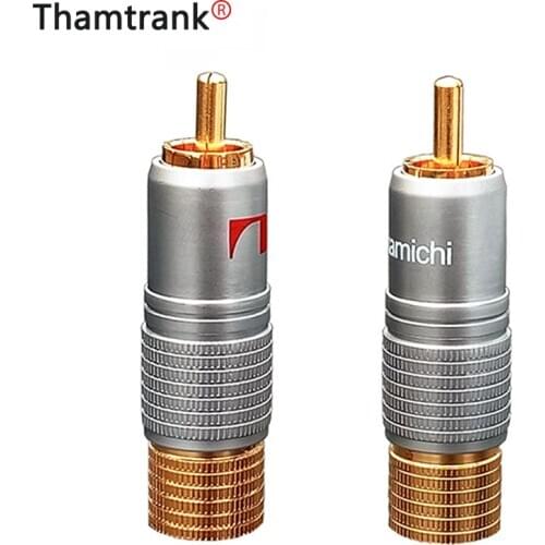 10pcs/lot RCA Connector Screw-Type Solder-Free RCA Male Plug Copper Gold Plated Audio Speaker Plug Wire Connectors Wholesales