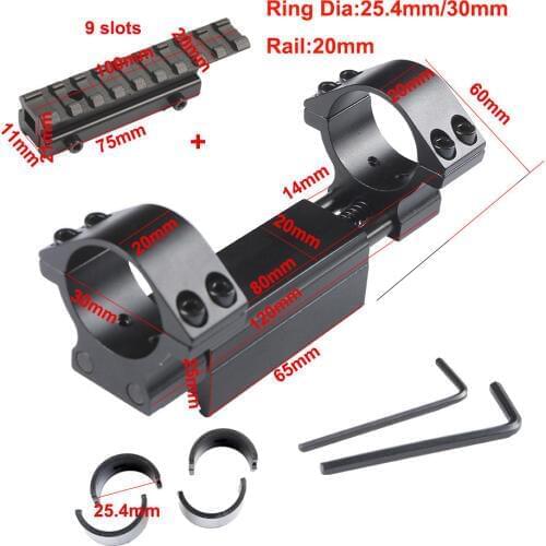 11mm Rail Hunt Weaver Rail Mount Adapter With Flat-top Aluuminum Airgun Rifle Scope Mount 25.4mm / 30mm Double Ring W/Stop Pin