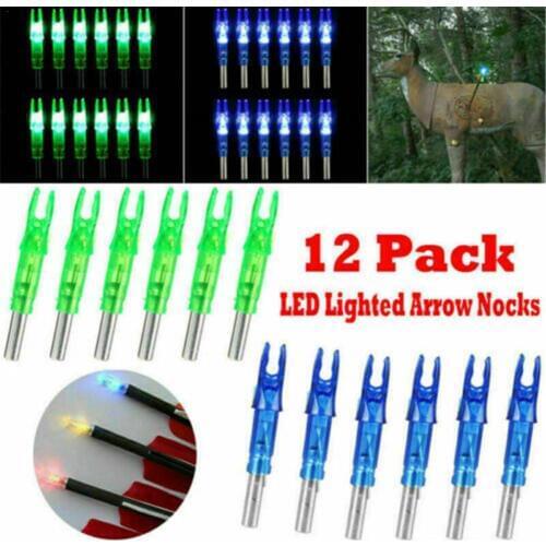 12PCS Automatically LED Lighted Arrow Light Nocks Tail for Crossbow Arrows 6.2mm