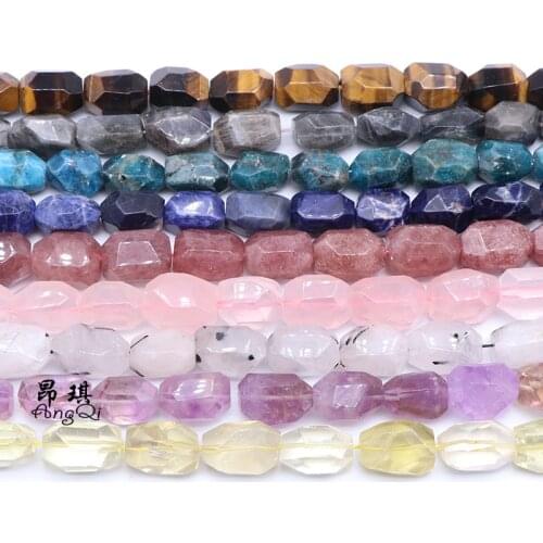 15X20MM Faceted Raw Stone Natural Amethysts Red Agates Apatite Rough Stone Beads Specimen Healing Crystal For Jewelry Making