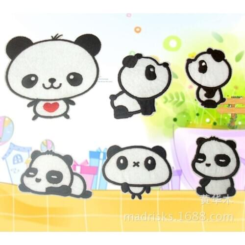 50pcs/lot Cartoon Cloth Patch Decals Down Jeans Embroider Decorativepatches for Clothing Cute Panda Diy
