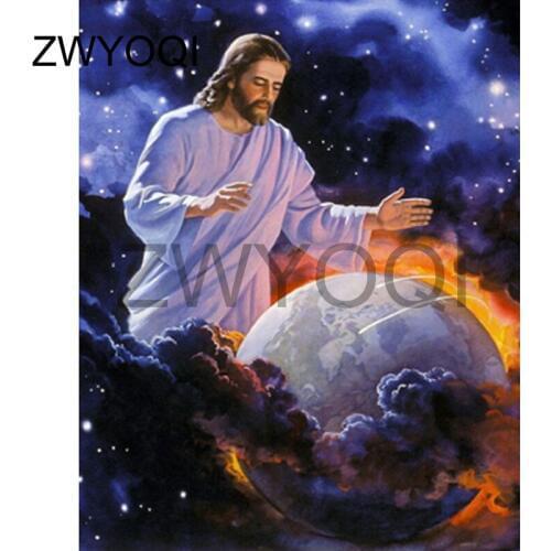5DDIY Diamond painting Jesus Earth Full Square Diamond mosaic Jesus Earth Full Round Diamond embroidery Cross stitch Jesus Earth