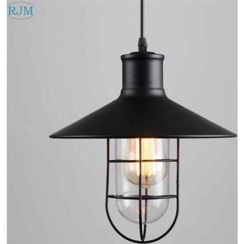 American Retro Loft Glass Industrial Pendant Lights Creative Single Head Metal Warehouse Hang Lamps for Bar Restaurant Lightings